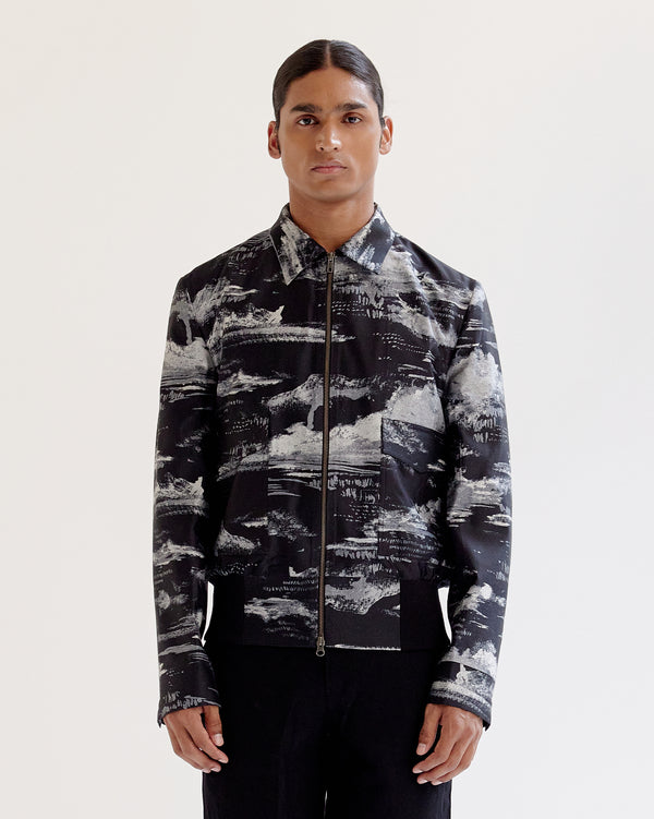 Arid Brushstroke Silk Bomber