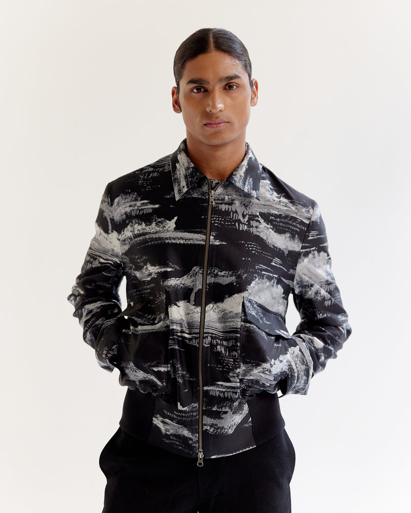 Arid Brushstroke Silk Bomber